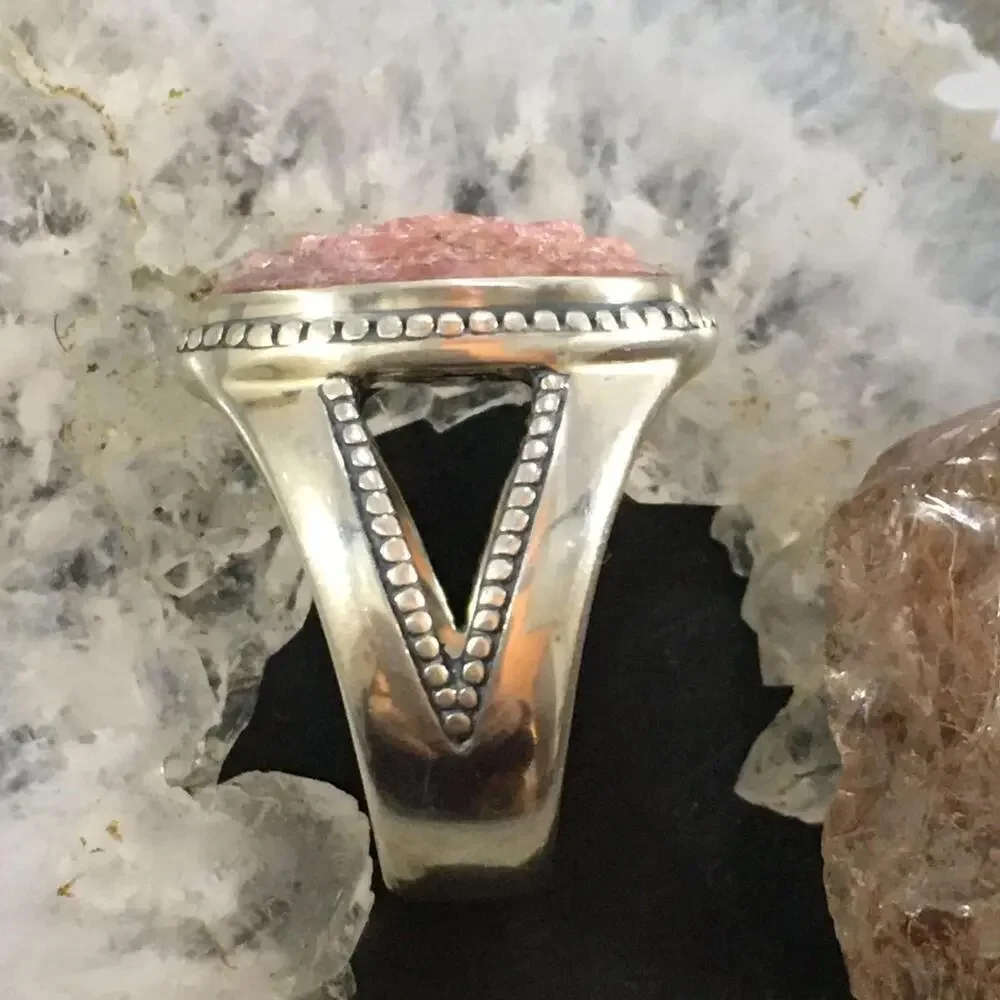 Carolyn Pollack Southwestern Style Sterling Rhodonite Carved Rose Ring For Women